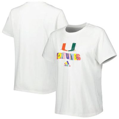 Women's adidas White Miami Hurricanes Fresh Pride T-Shirt