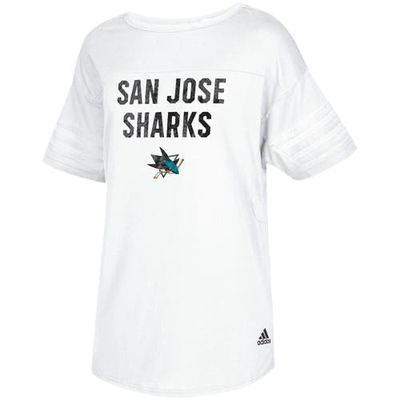 Women's adidas White San Jose Sharks Big City Block Droptail Tunic T-Shirt