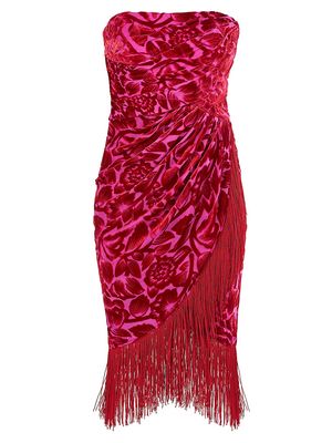 Women's Adina Fringed Cocktail Dress - Pomegranate - Size 10