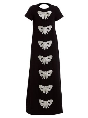 Women's Adria Beaded Bow Gown - Black - Size XL