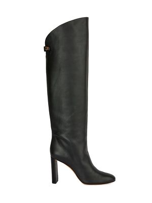 Women's Adriana 90 Leather Tall Boots - Black - Size 6.5 - Black - Size 6.5