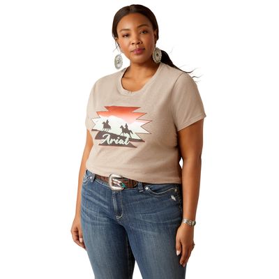 Women's Adventure T-Shirt in Oatmeal Heather, Size: 3X by Ariat