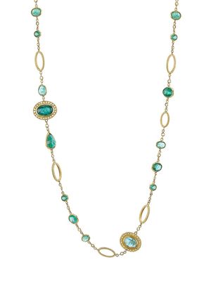 Women's Affinity 20K Gold, Diamond & Emerald Station Necklace - Yellow Gold - Yellow Gold
