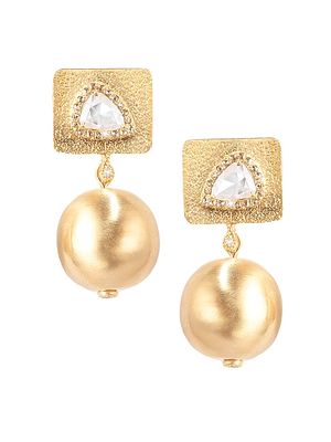 Women's Affinity 20K Yellow Gold & Diamond Drop Earrings - Gold - Gold