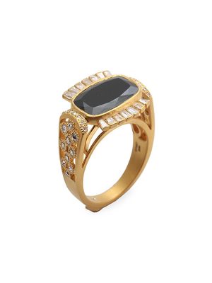 Women's Affinity 20K Yellow Gold, Black Spinel, & Diamond Ring - Gold - Size 7 - Gold - Size 7