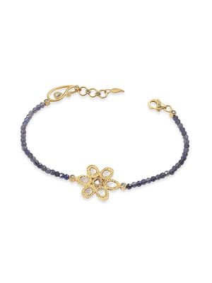 Women's Affinity 20K Yellow Gold, Iolite, & Diamond Flower Charm Bracelet - Gold - Gold