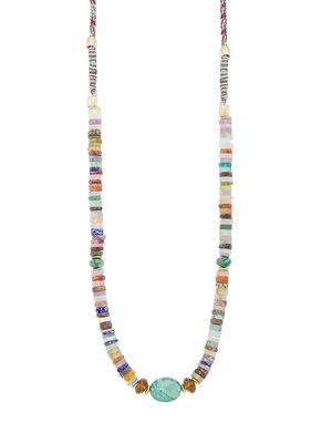 Women's Africa Swahili 24K Gold-Plate Beaded Multi-Stone Necklace - Blue - Blue