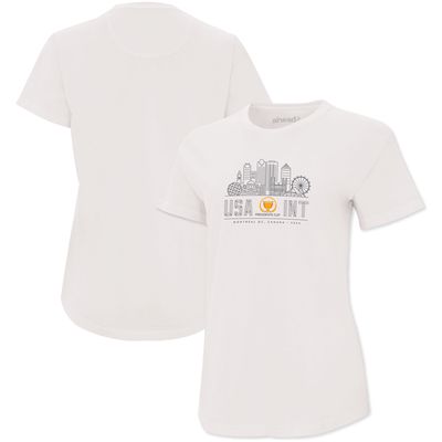 Women's Ahead White 2024 Presidents Cup Skyline Aurora V-Neck T-Shirt