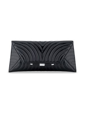 Women's Aimee Clutch in Custom Quilted Patent Leather with Silver Hardware - Black - Black