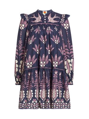 Women's Ainika Martina Floral Shift Dress - Dark Blue - Size Medium