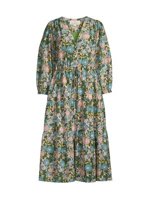 Women's Ainsley B Cotton-Silk Dress - Floral Multi - Size XS - Floral Multi - Size XS