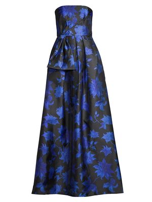 Women's Ainsley Strapless Floral Gown - Royal Blue Dalia Multi - Size 12