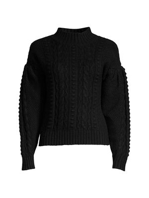 Women's Airspun Cable-Knit Pullover Sweater - Black - Size Large