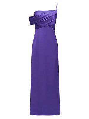 Women's Alaina One-Shoulder Satin Gown - Electric Violet - Size 0