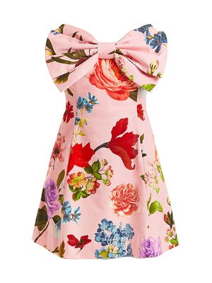 Women's Alba Strapless Bow Minidress - Pink Garden - Size 0