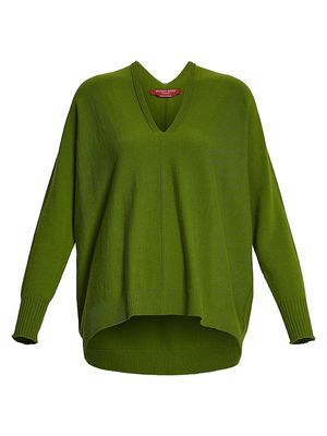 Women's Alba Wool-Blend V-Neck Sweater - Olive Green - Size 16