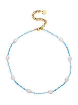 Women's Aleah 24K-Gold-Plated, 8MM Cultured Freshwater Pearl, & Glass Beaded Necklace - Blue - Blue