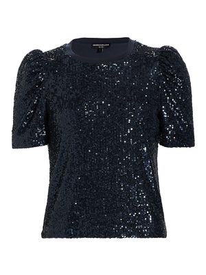 Women's Aleah Sequin Jersey Top - Navy - Size Large - Navy - Size Large