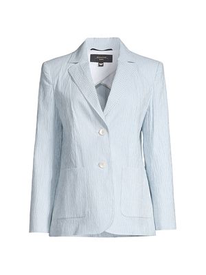 Women's Aletta Linen-Blend Pinstripe Jacket - Light Blue - Size 0