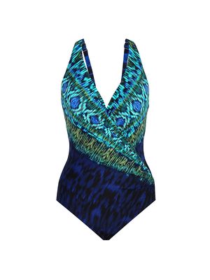 Women's Alhambra Wrapsody One-Piece Swimsuit - Blue Multi - Size 8 - Blue Multi - Size 8