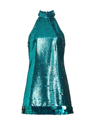Women's Alia Sequin Halter Mini Dress - Blue - Size 4 - Blue - Size 4