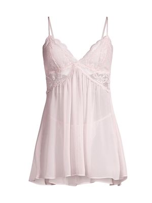 Women's Alice Babydoll & Thong Set - Pale Pink - Size Large