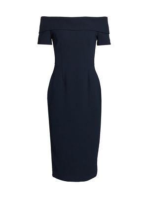 Women's Alice Off-The-Shoulder Crepe Cocktail Dress - Navy - Size 16 - Navy - Size 16