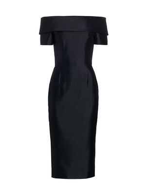 Women's Alice Off-The-Shoulder Silk & Wool Cocktail Dress - Black - Size 14 - Black - Size 14