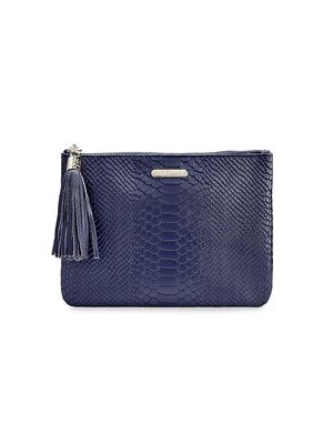 Women's All-In-One Python-Embossed Leather Clutch - Ocean