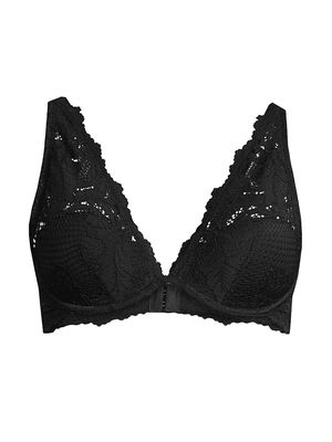 Women's Allure Lace Demi Bra - Black - Size 34E - Black - Size 34E