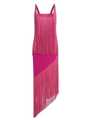 Women's Alma Cascading Fringe Dress - Hot Pink - Size 0 - Hot Pink - Size 0