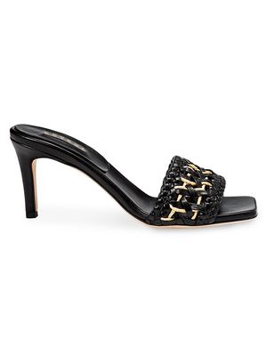 Women's Almeria Raffia & Leather Sandals - Black - Size 5 - Black - Size 5