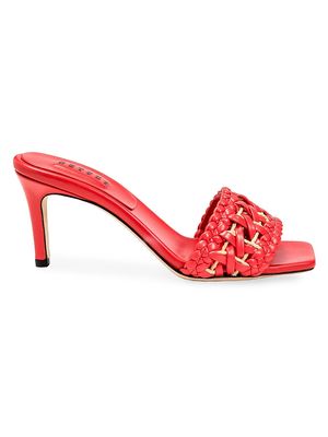 Women's Almeria Raffia & Leather Sandals - Flamingo - Size 5 - Flamingo - Size 5