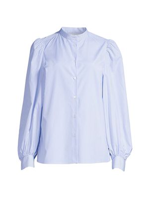 Women's Alpe Striped Puff-Sleeve Shirt - Light Blue - Size 8