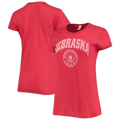 Women's Alternative Apparel Heathered Scarlet Nebraska Huskers Keepsake College Seal T-Shirt