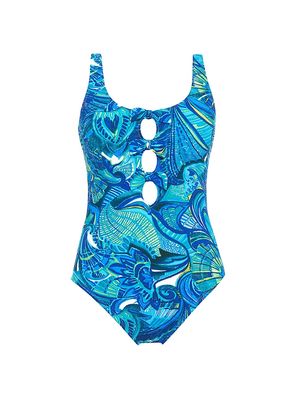Women's Alysa One-Piece Swimsuit - Blue Multi - Size Small - Blue Multi - Size Small