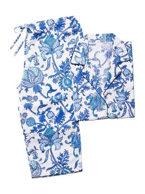 Women's Amanda 2-Piece Paisley Pajama Set - Blue - Size Small