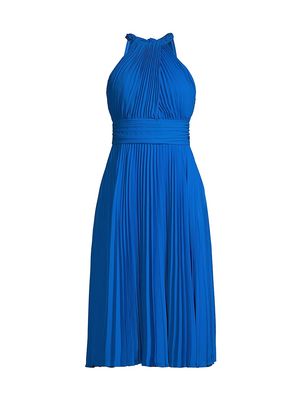 Women's Amanda Pleated Midi Dress - Azul - Size XS - Azul - Size XS