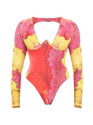 Women's Amar Marbled One-Piece Swimsuit - Ero Print - Size XS - Ero Print - Size XS