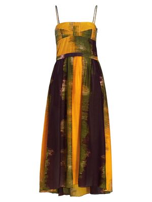 Women's Amazonas Maive Silk-Blend Midi-Dress - Yellow Ombre - Size Medium