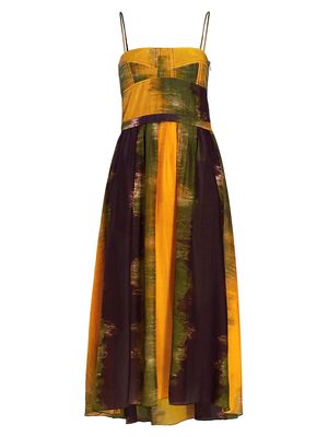 Women's Amazonas Maive Silk-Blend Midi-Dress - Yellow Ombre - Size XS