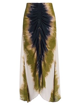 Women's Amazonas Yasi Silk Maxi Skirt - Olive Ombre - Size Medium