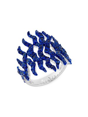 Women's Amazonia 18K White Gold & Blue Sapphire Ring - White Gold - Size 7