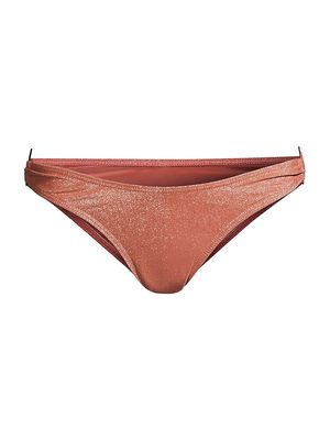 Women's Amber Ring Glitter Bikini Bottom - Rust - Size XS - Rust - Size XS