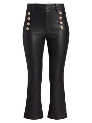 Women's Amirah Button Faux Leather Pants - Black - Size 10