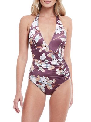 Women's Amore Halter One-Piece Swimsuit - Mauve - Size 6 - Mauve - Size 6