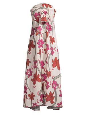 Women's Amore Mio Cover-Up Midi-Dress - Fuchsia Flowers - Size 0 - Fuchsia Flowers - Size 0