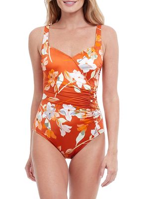 Women's Amore Surplice One-Piece Swimsuit - Spice - Size 10 - Spice - Size 10