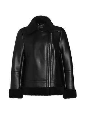 Women's Amy Faux Leather Moto Jacket - Black - Size XS