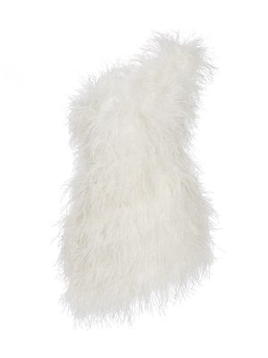 Women's Andre Feather One-Shoulder Minidress - Blanc - Size 0 - Blanc - Size 0